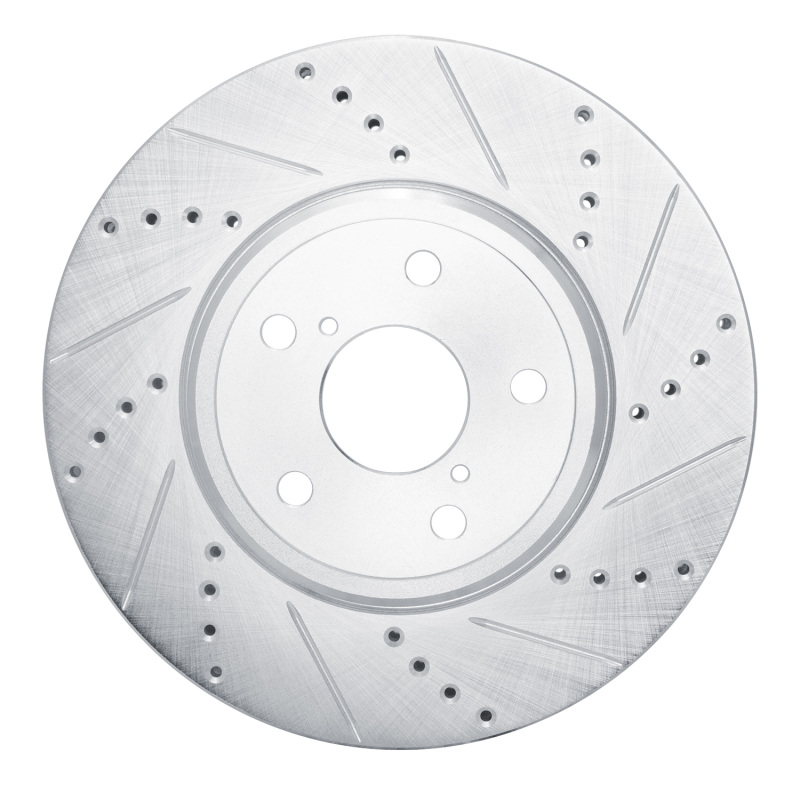 Lexus LS430 Brake Rotor (1) - Front Right - R1 Concepts - Drilled & Slotted - Silver - `01-`06